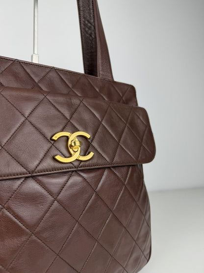 1996 Chanel CC turnlock matelasse quilted lambskin tote