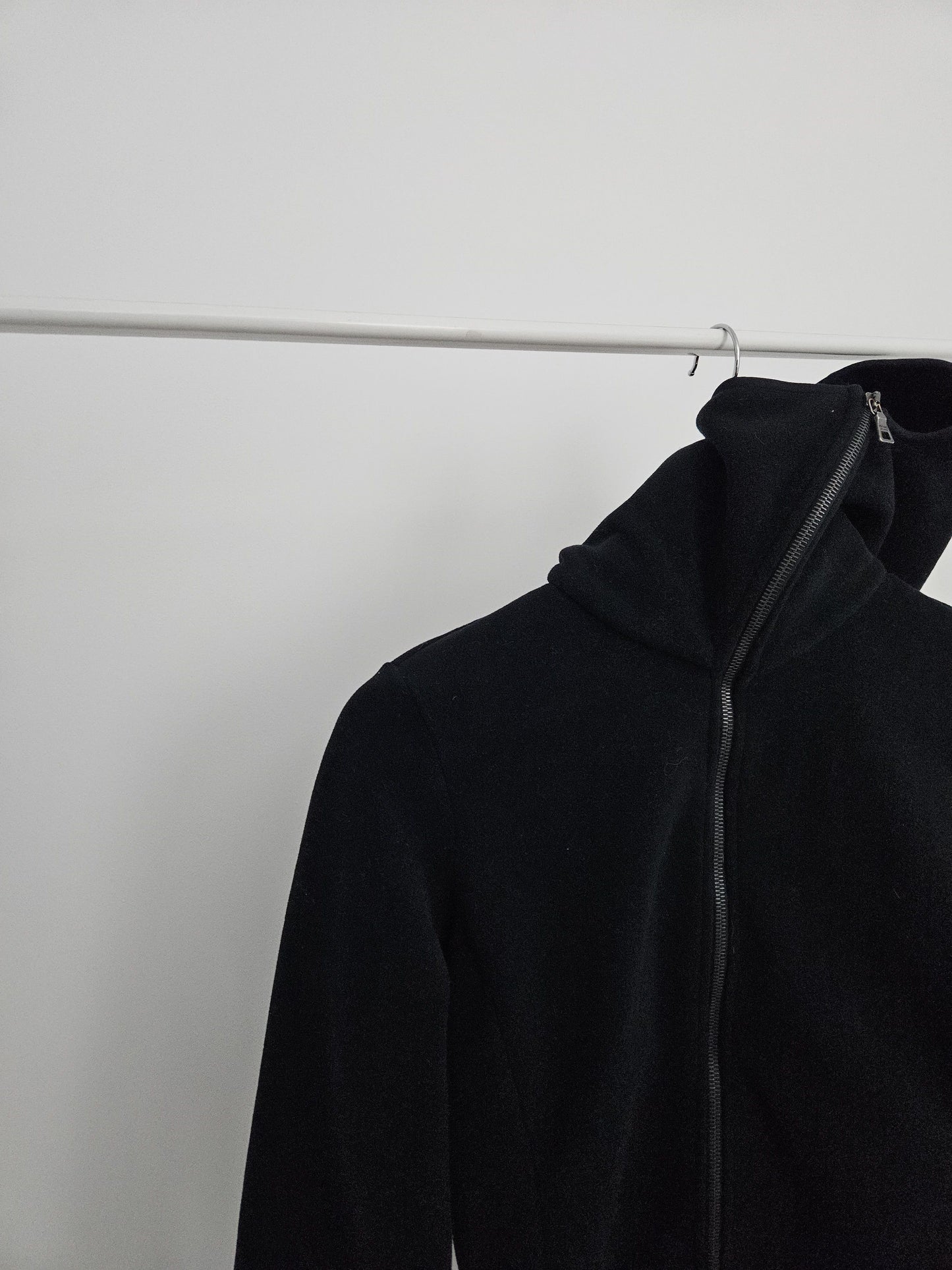 Prada sport red tab ninja fleece hoodie asymmetric zip