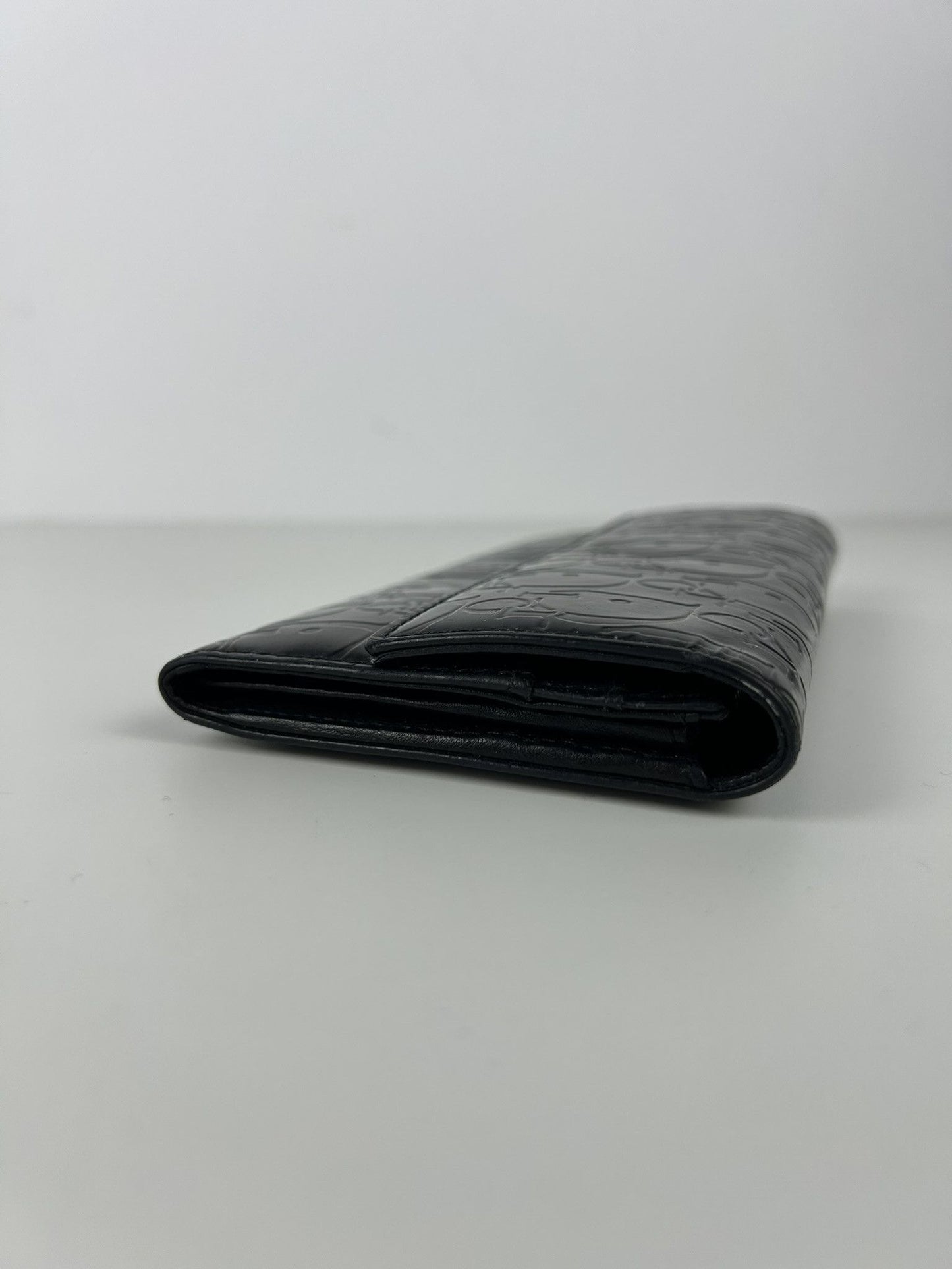 Dior trotter oblique monogram patent leather long wallet