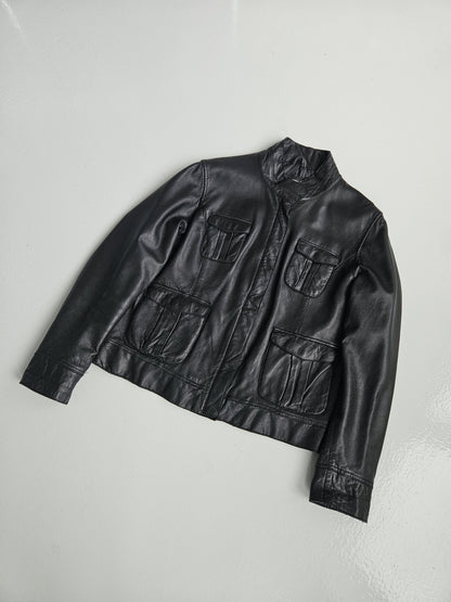 Archive y2k multipocket cropped lambskin leather jacket