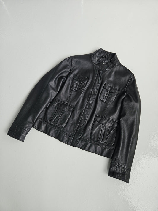 Archive y2k multipocket cropped lambskin leather jacket