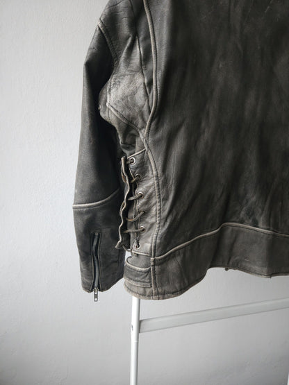 Vintage distressed ramones biker leather jacket