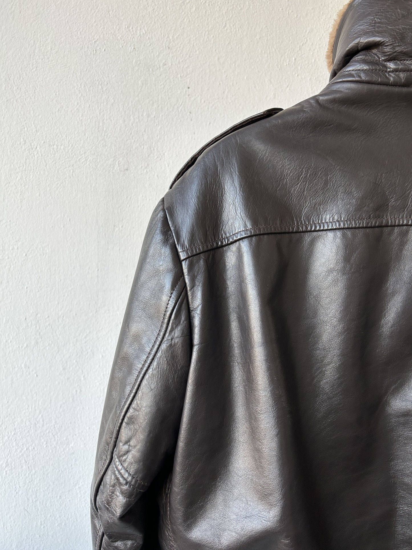 Vintage aviator shearling leather jacket