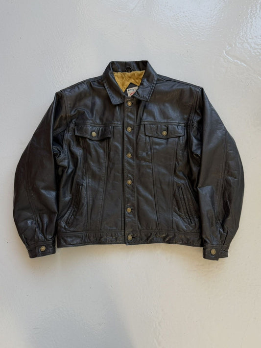 Vintage leather trucker jacket