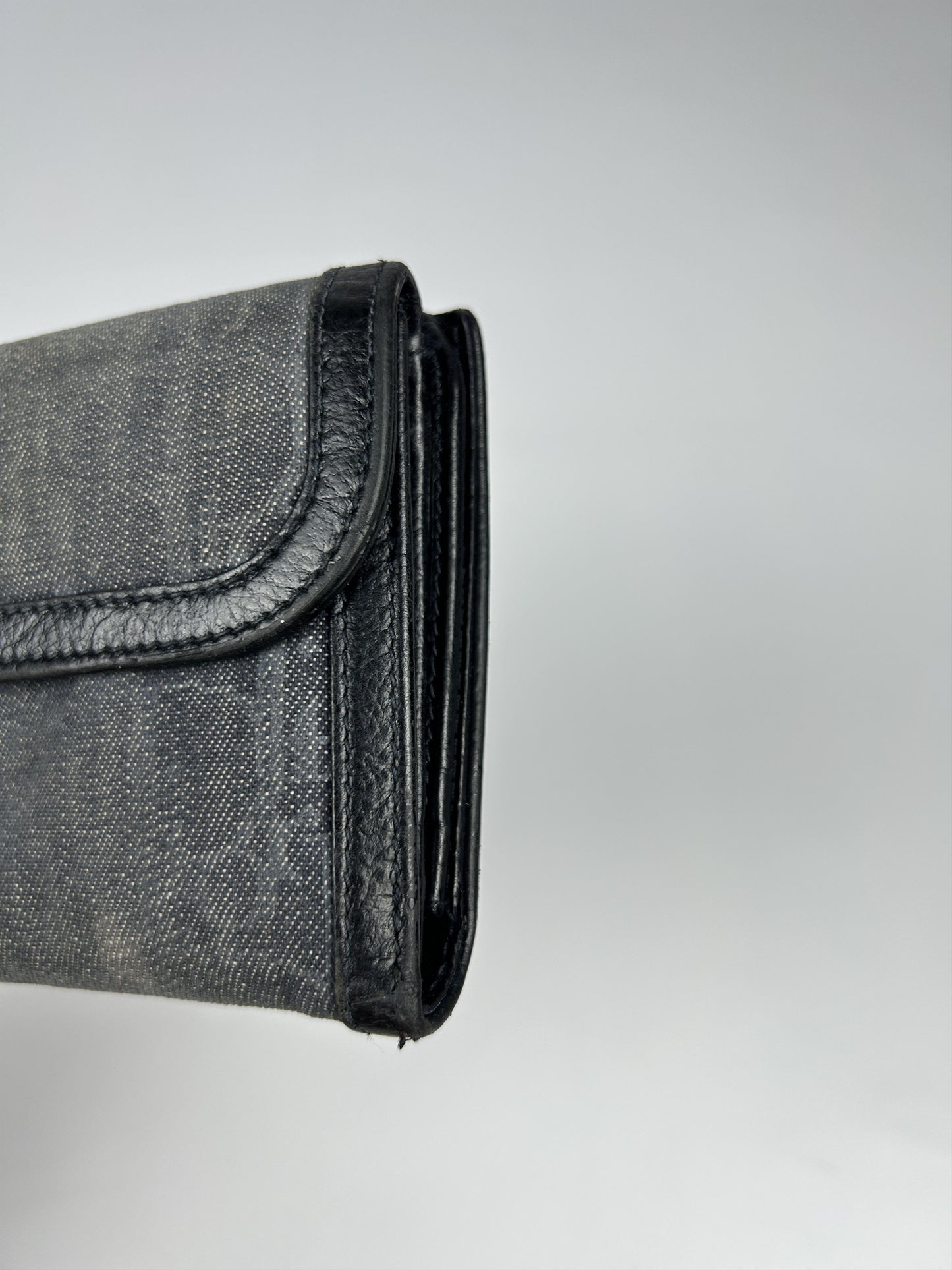 Dior flight monogram canvas and leather long trifold wallet