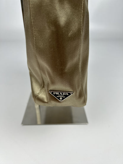Prada triangle logo velvet plastic handle mini tote bag