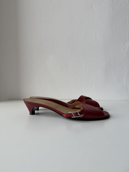 Hermes Kiton open toe kitten heel mules