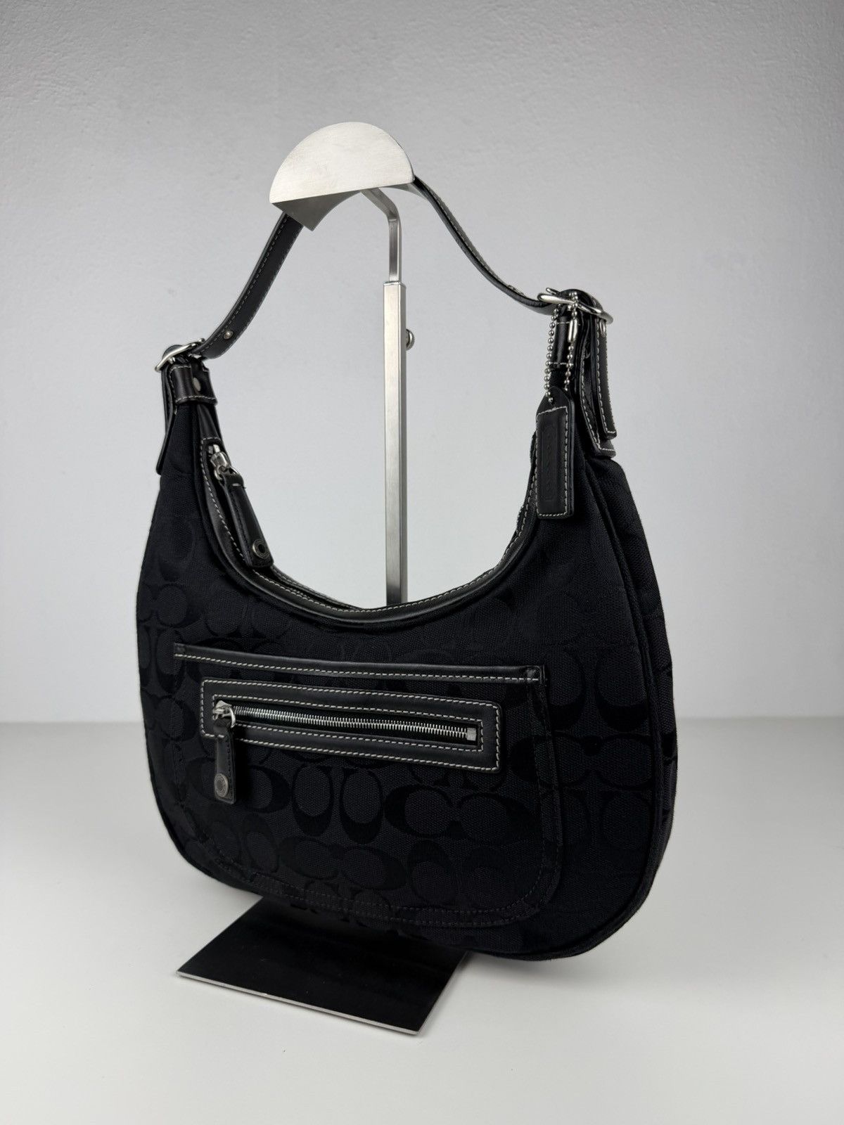 Coach signature jacquard half moon small hobo bag