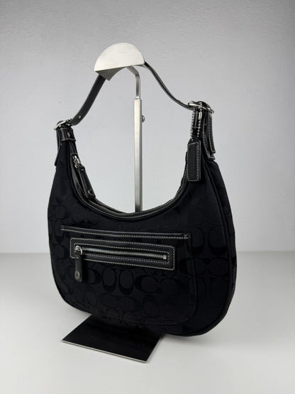 Coach signature jacquard half moon small hobo bag