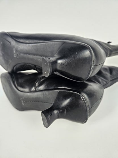 Archive Prada lamb leather kitten heel buckled ankle boots