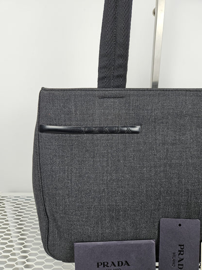 Archive AW1999 prada sport black tab wool and nylon tote bag