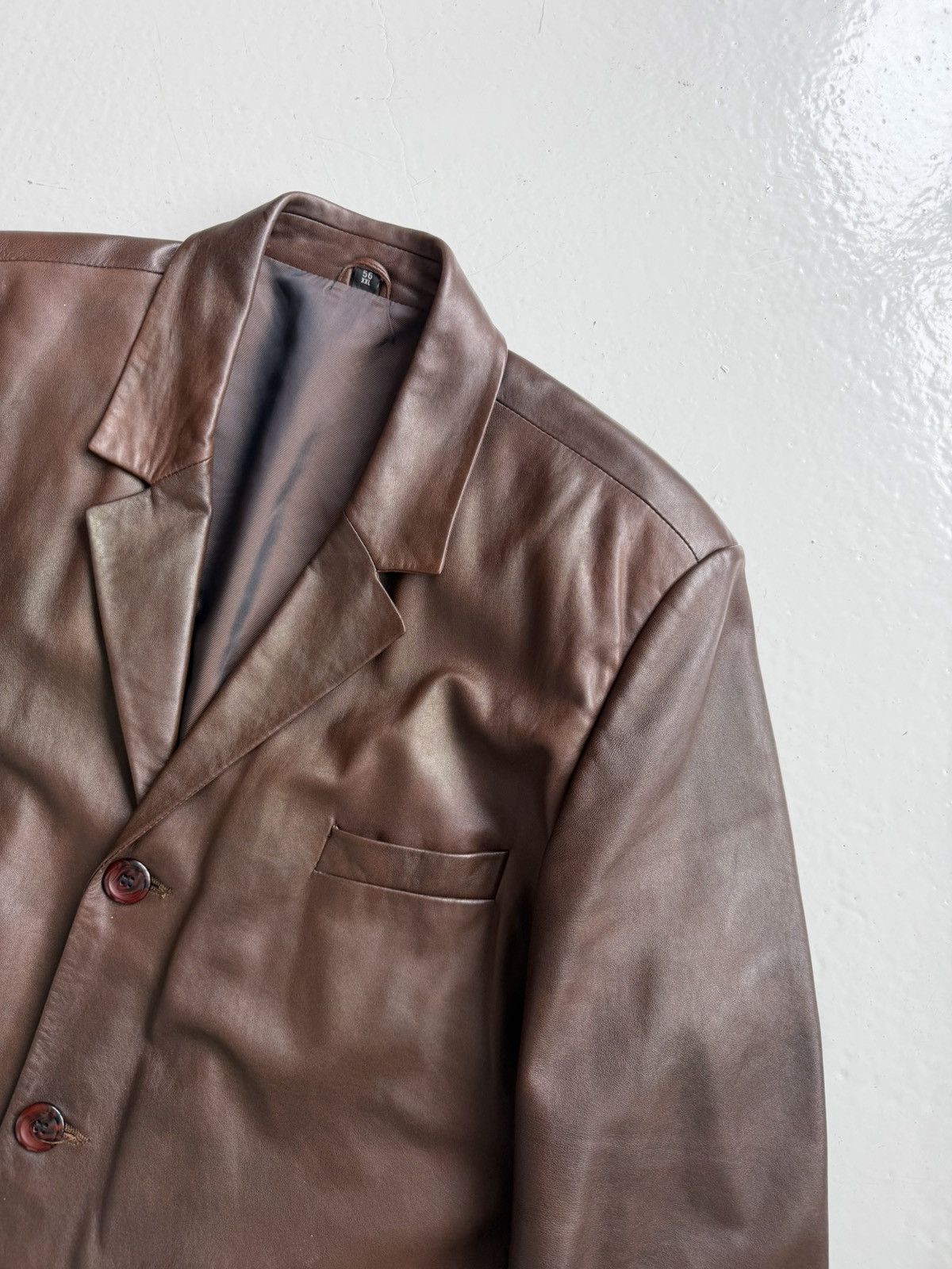 Vintage oversized calf leather blazer
