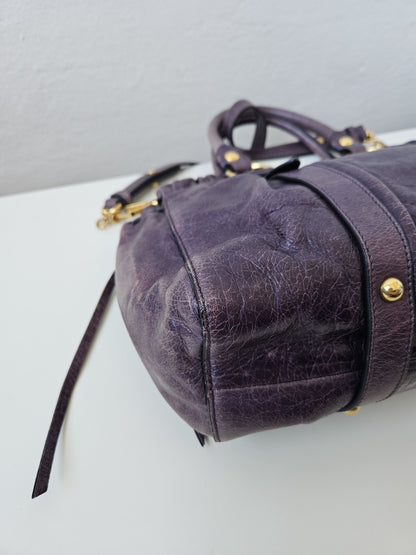 Miu miu vitello bauletto aperto gathered leather handbag