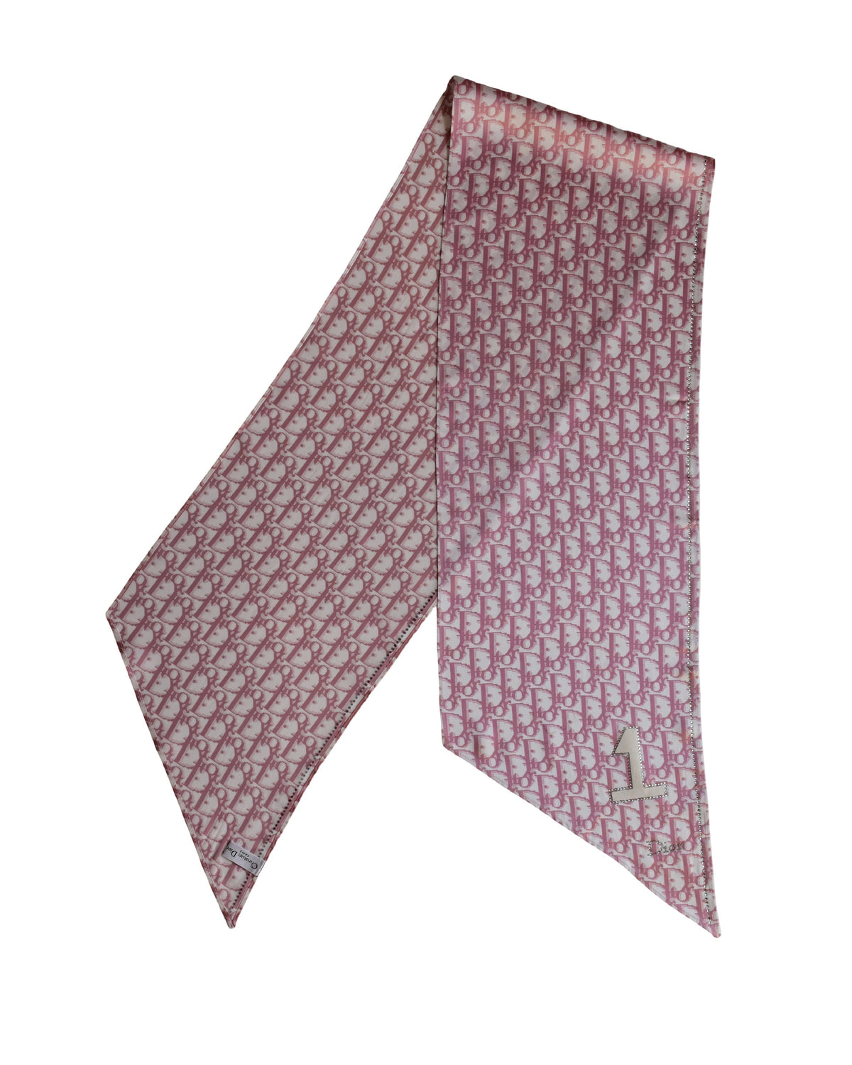 Dior trotter rhinestone embellished silk scarf John Galliano era
