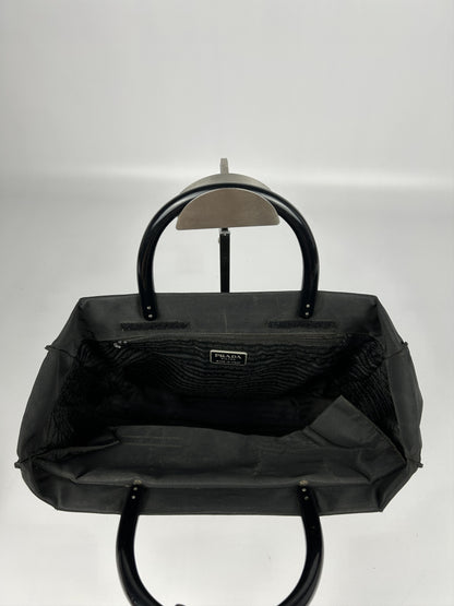 Vintage y2k prada nylon triangle logo plastic handle bag