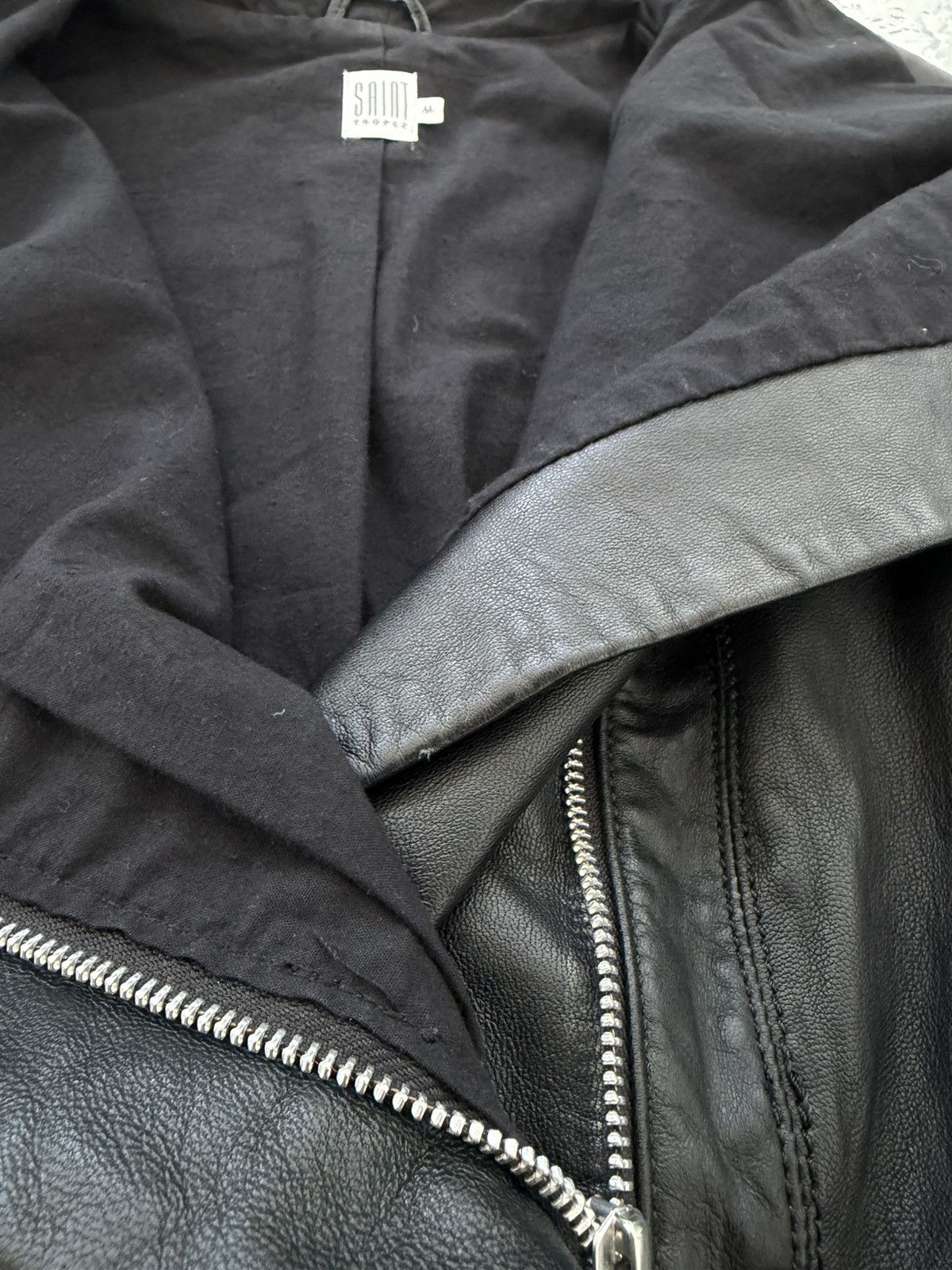 Vintage Saint Tropez asymmetrical leather jacket