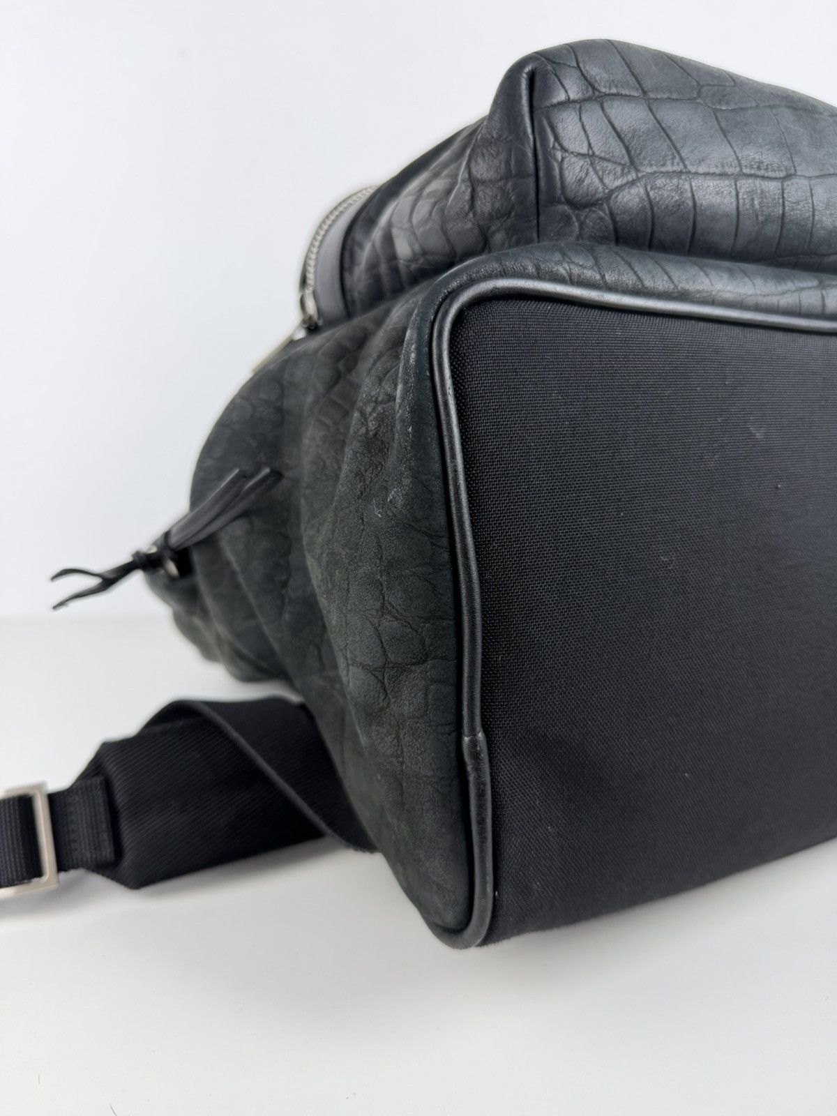 2021 Saint Laurent croc embossed leather city backpack