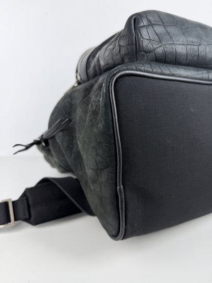 2021 Saint Laurent croc embossed leather city backpack