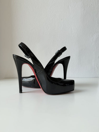 Christian Louboutin Rolande patent leather slingback pumps