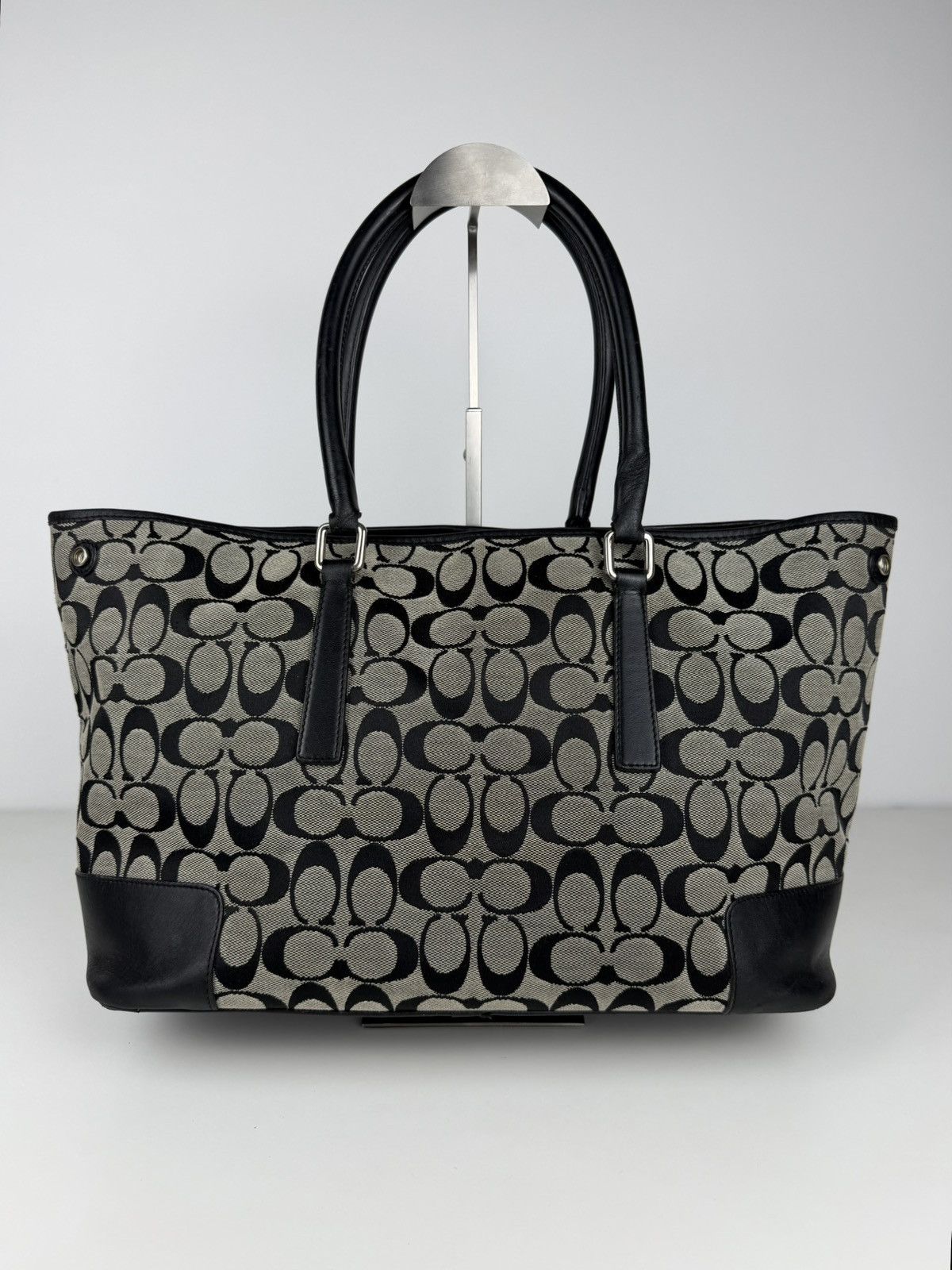 Coach signature leather and canvas tote bag