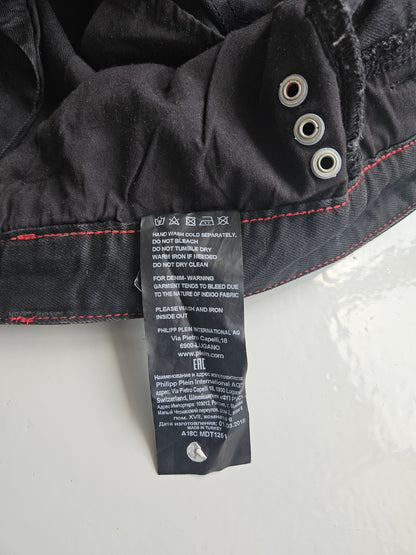 Philipp Plein born&raised distressed waxed biker denim