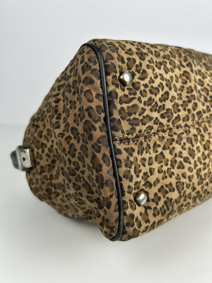 Vintage Bottega Veneta leopard print mini boston bag