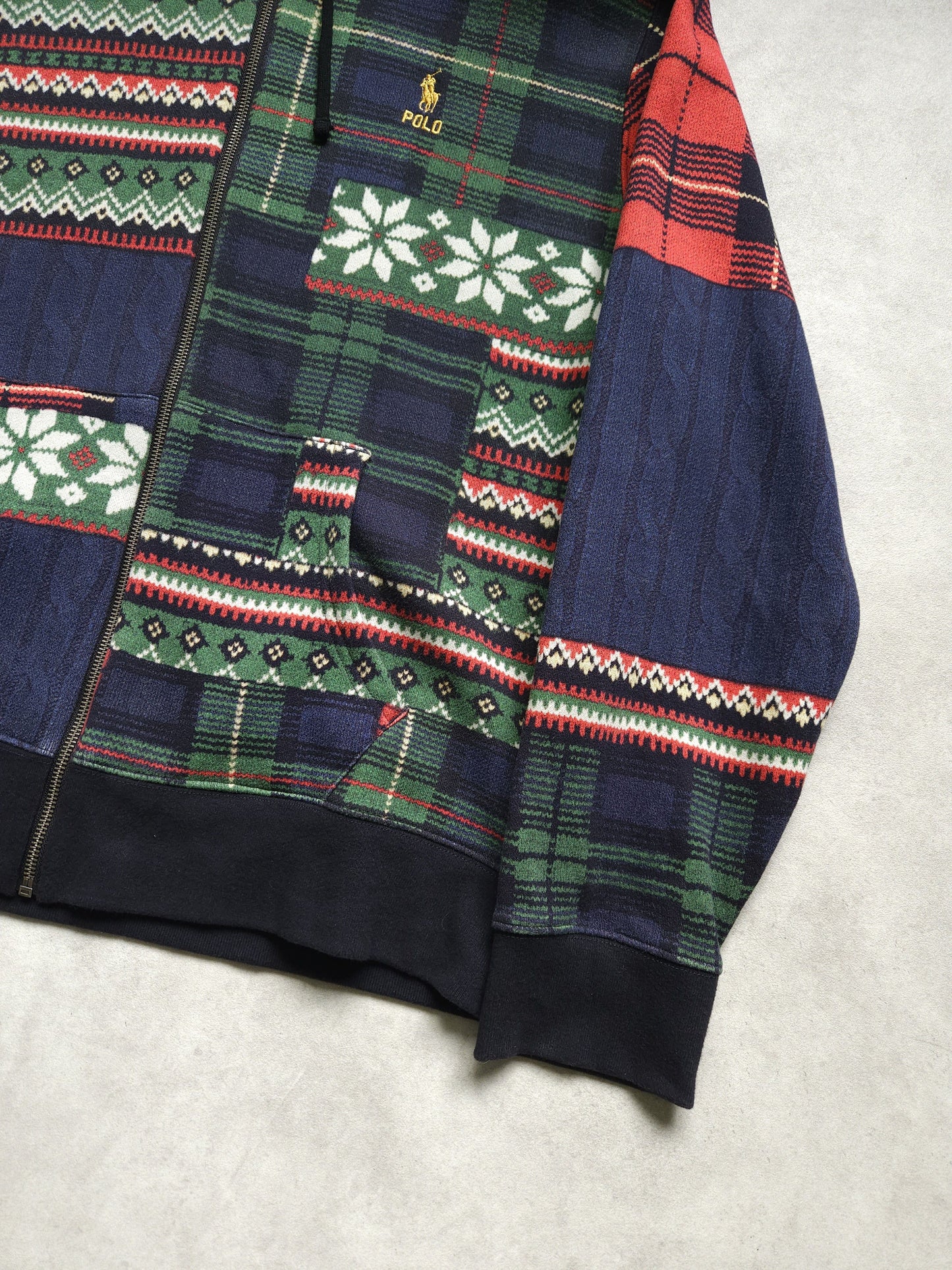 Ralph lauren patchwork print fleece lined zip hoodie