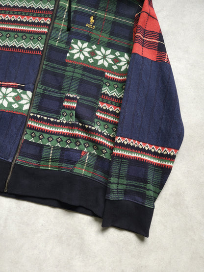 Ralph lauren patchwork print fleece lined zip hoodie