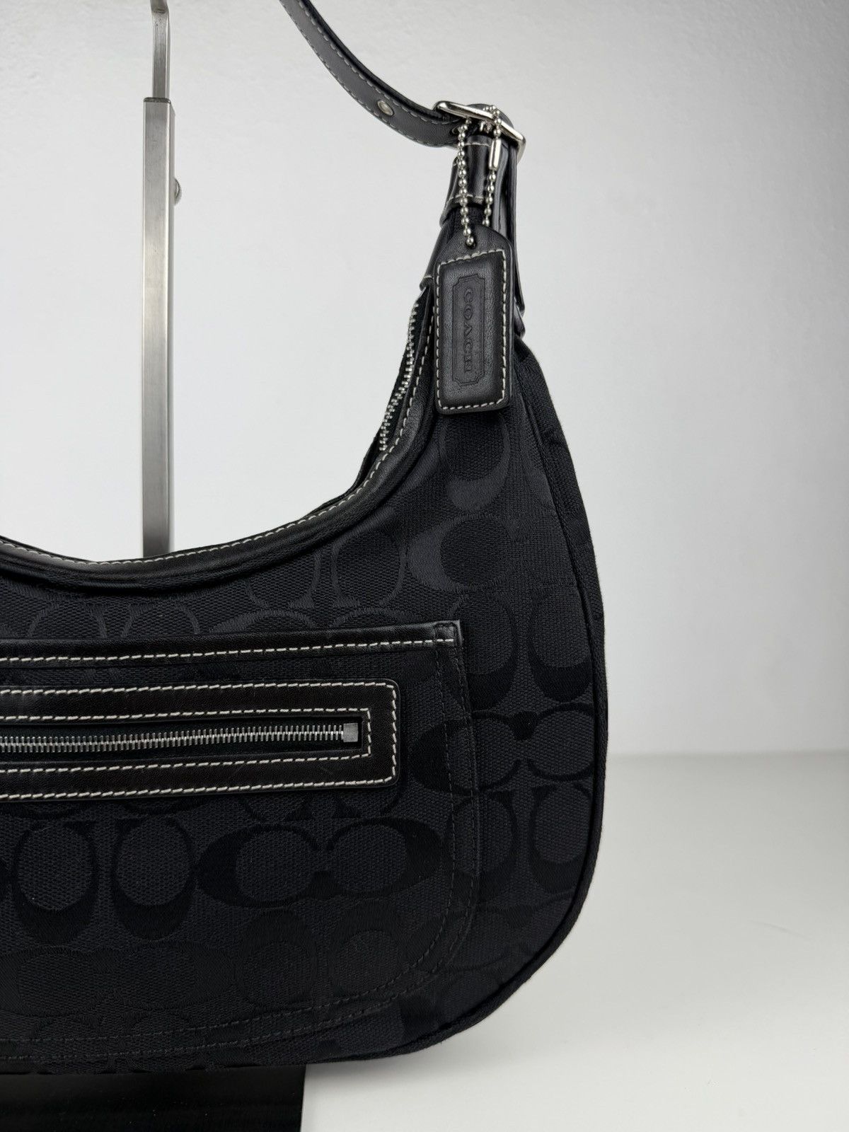 Coach signature jacquard half moon small hobo bag