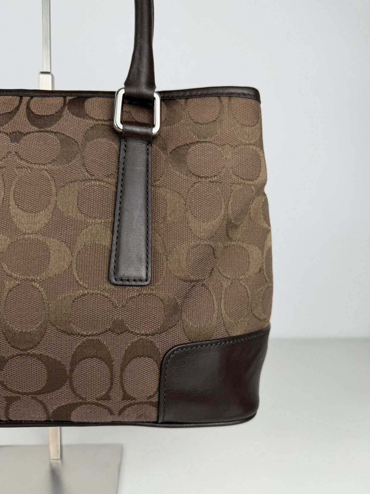 Coach Hamptons leather and canvas signature tote