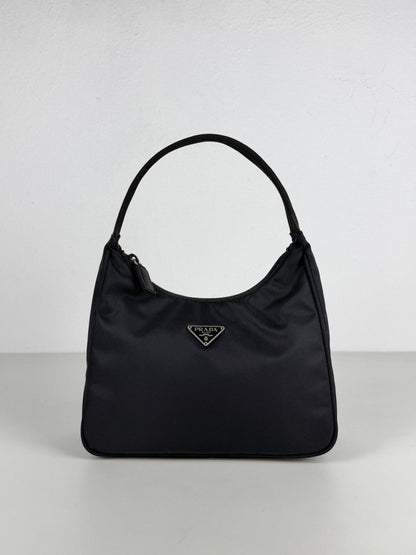 Vintage prada tessuto nylon triangle logo mini hobo bag