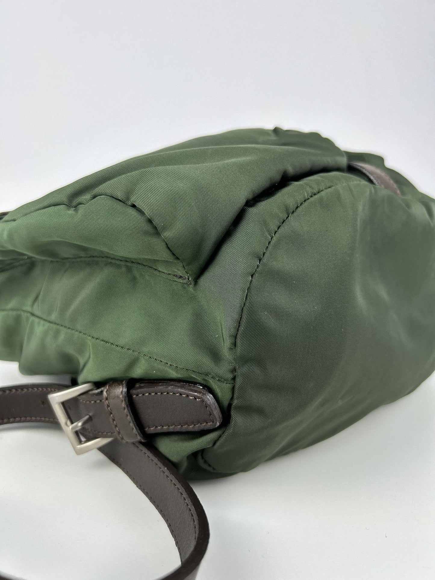 Vintage Prada nylon and leather triangle logo cargo backpack