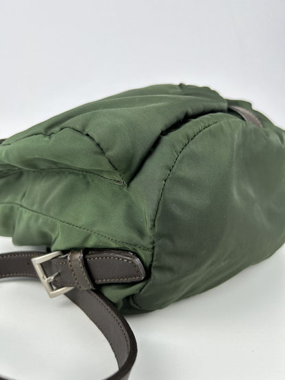 Vintage Prada nylon and leather triangle logo cargo backpack