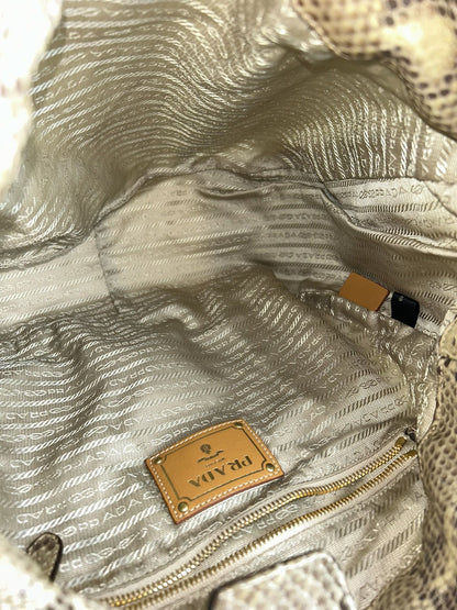 Prada python and nylon triangle logo hobo handbag