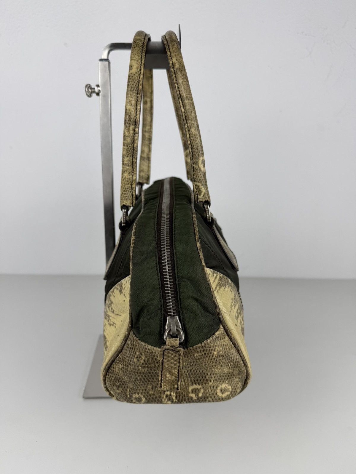 Vintage Prada nylon leather triangle logo mini bowling bag