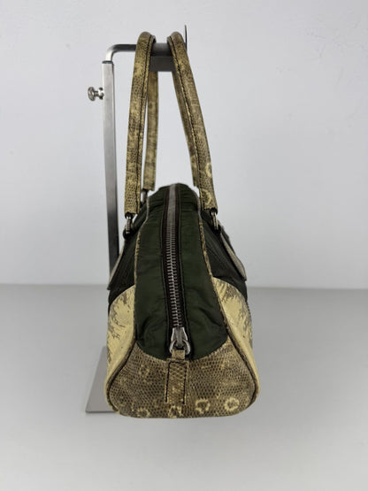 Vintage Prada nylon leather triangle logo mini bowling bag