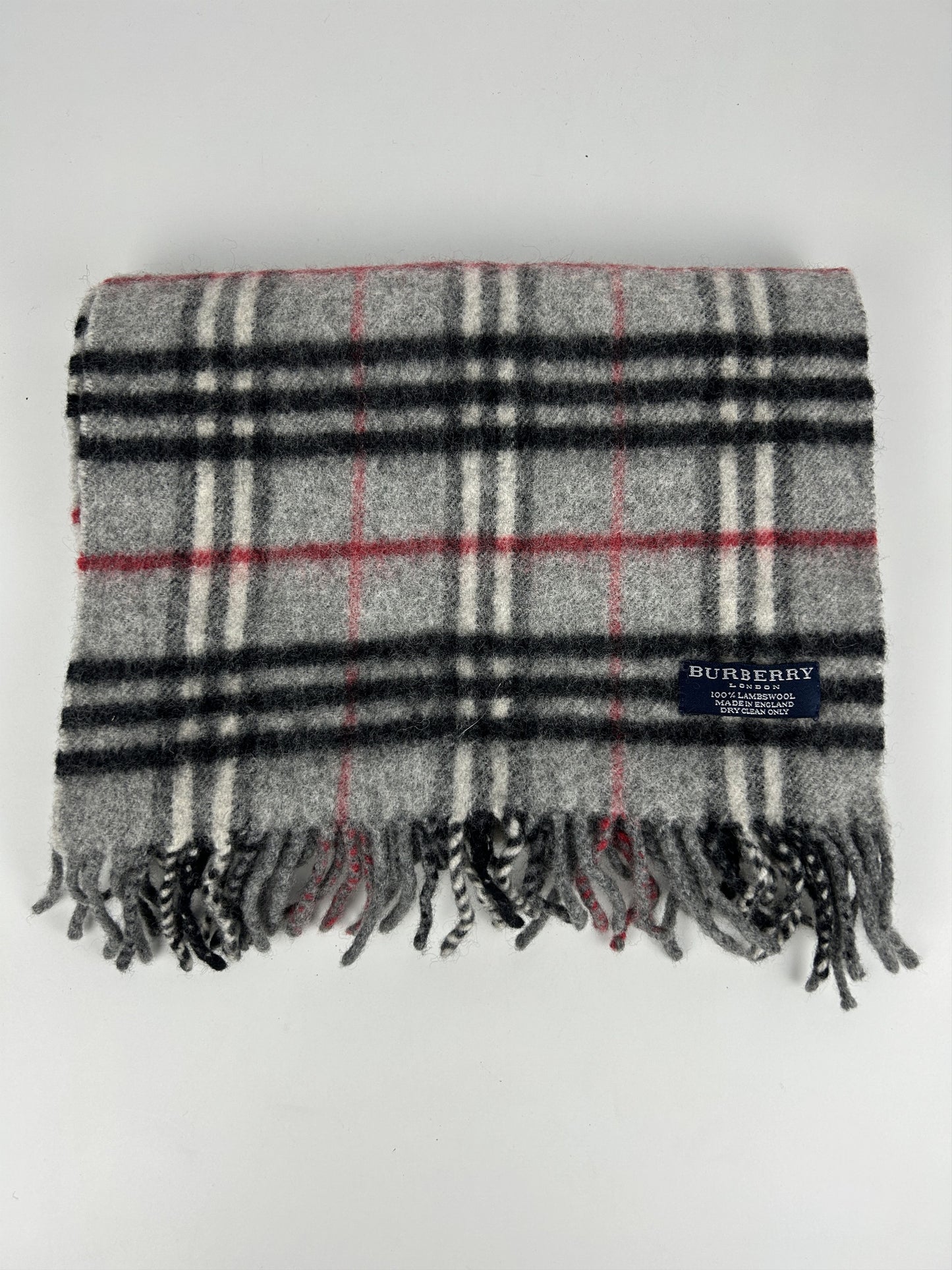 Vintage Burberry gray nova check wool scarf