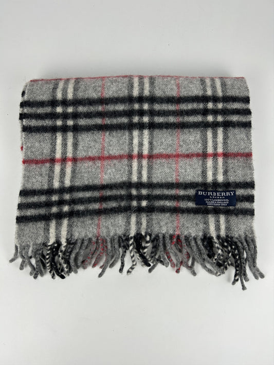 Vintage Burberry gray nova check wool scarf