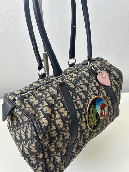 Vintage 80s customised Dior trotter oblique monogram canvas mini bowling bag