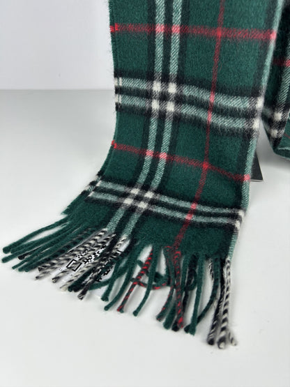 Vintage Burberry green nova check cashmere scarf