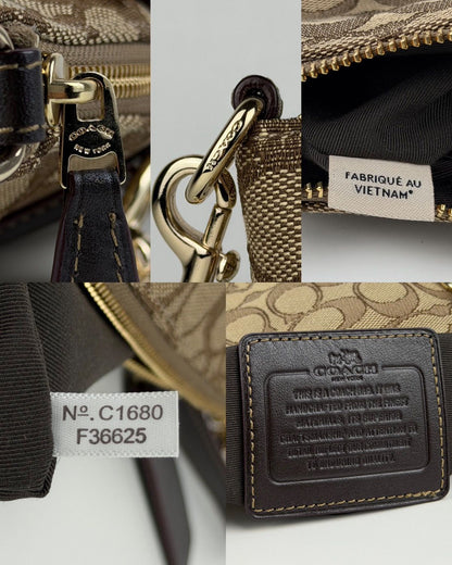 Coach signature jacquard and leather small kelsey satchel