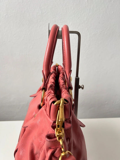 Miu miu vitello bauletto aperto handbag in coral pink