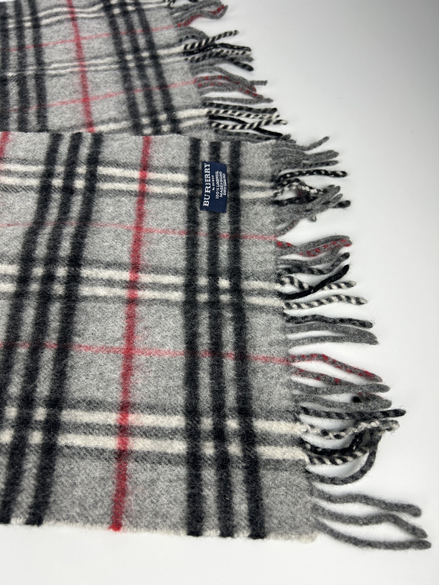 Vintage Burberry gray nova check wool scarf
