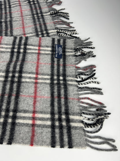 Vintage Burberry gray nova check wool scarf
