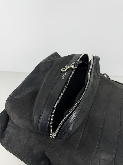 2021 Saint Laurent croc embossed leather city backpack
