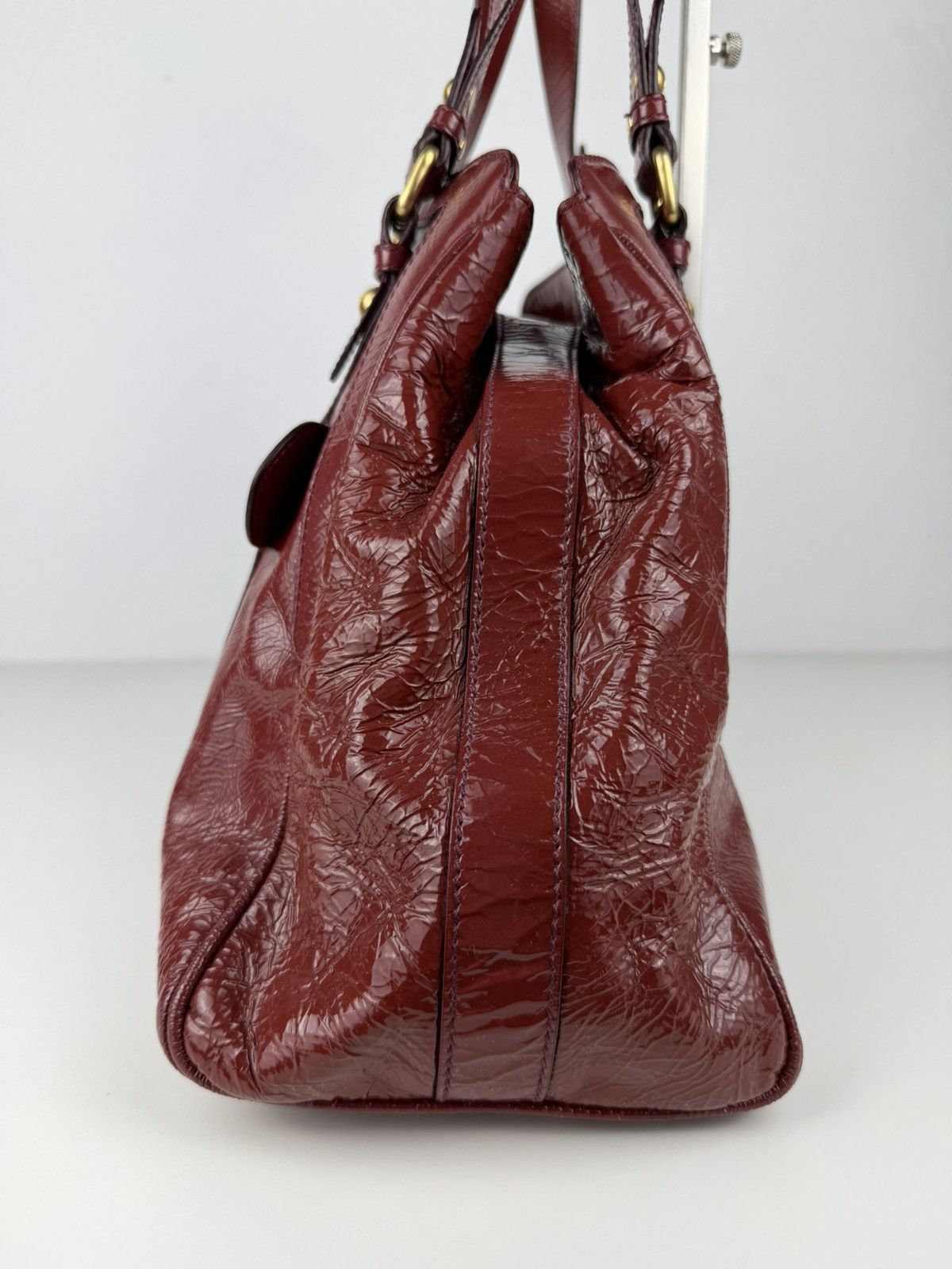 Fendi crinkled patent leather de jour handbag large
