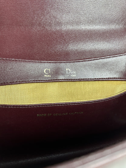 Vintage 80s Dior box calf leather burgundy handbag
