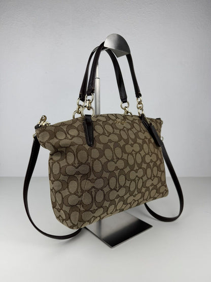 Coach signature jacquard and leather small kelsey satchel