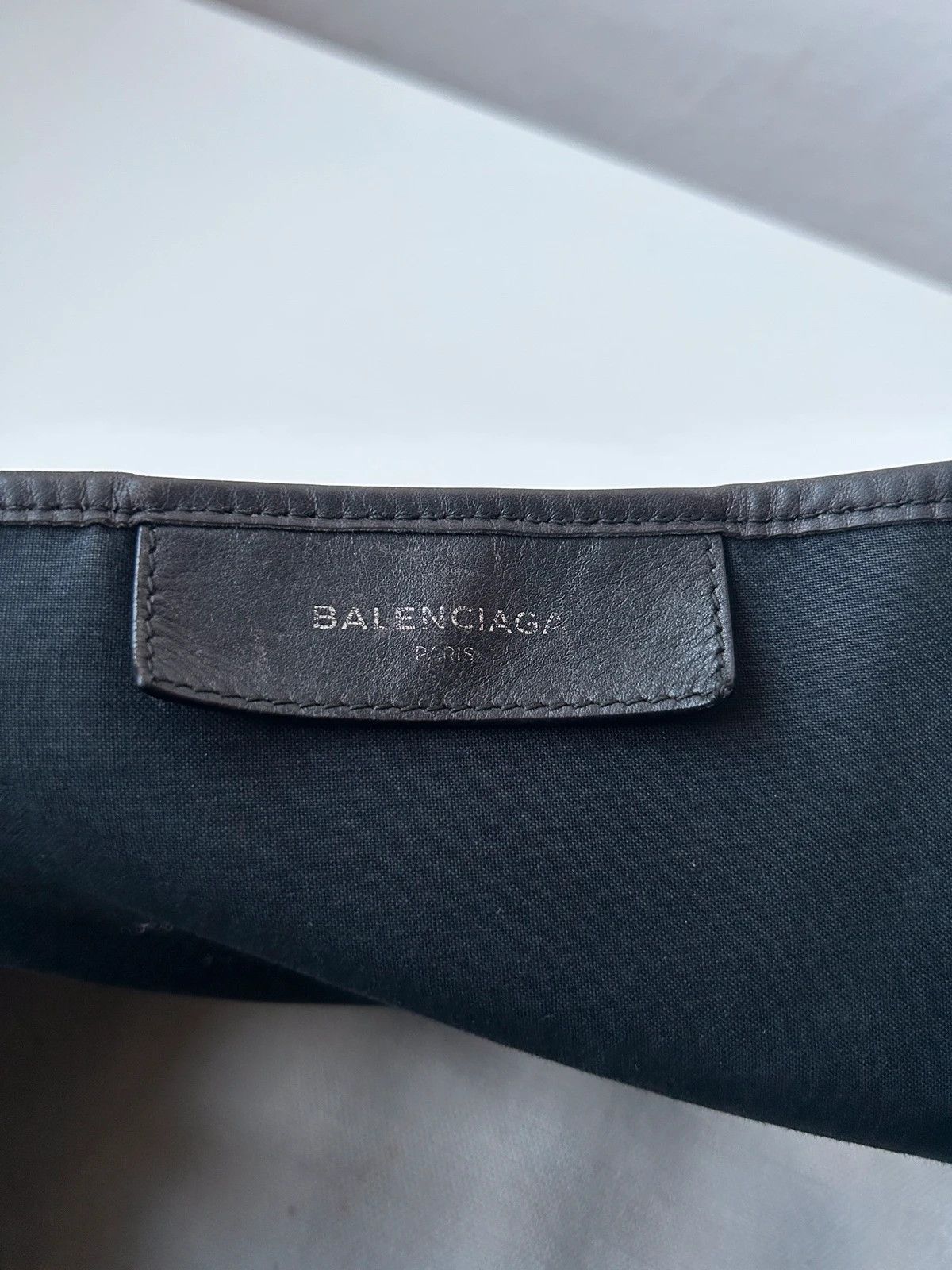 Balenciaga navy cabas logo tote bag small