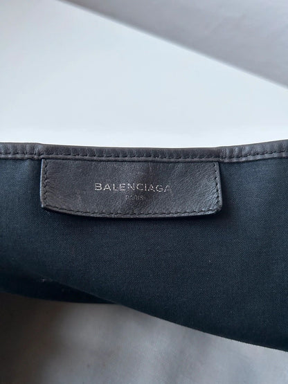 Balenciaga navy cabas logo tote bag small